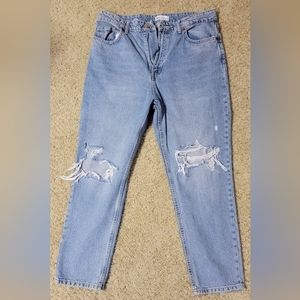 Zara Straight Leg Distressed Jeans